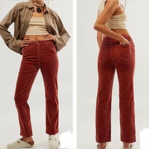 ROLLA’S Original Straight High Rise Corduroy Pants in Brick Red Size 24